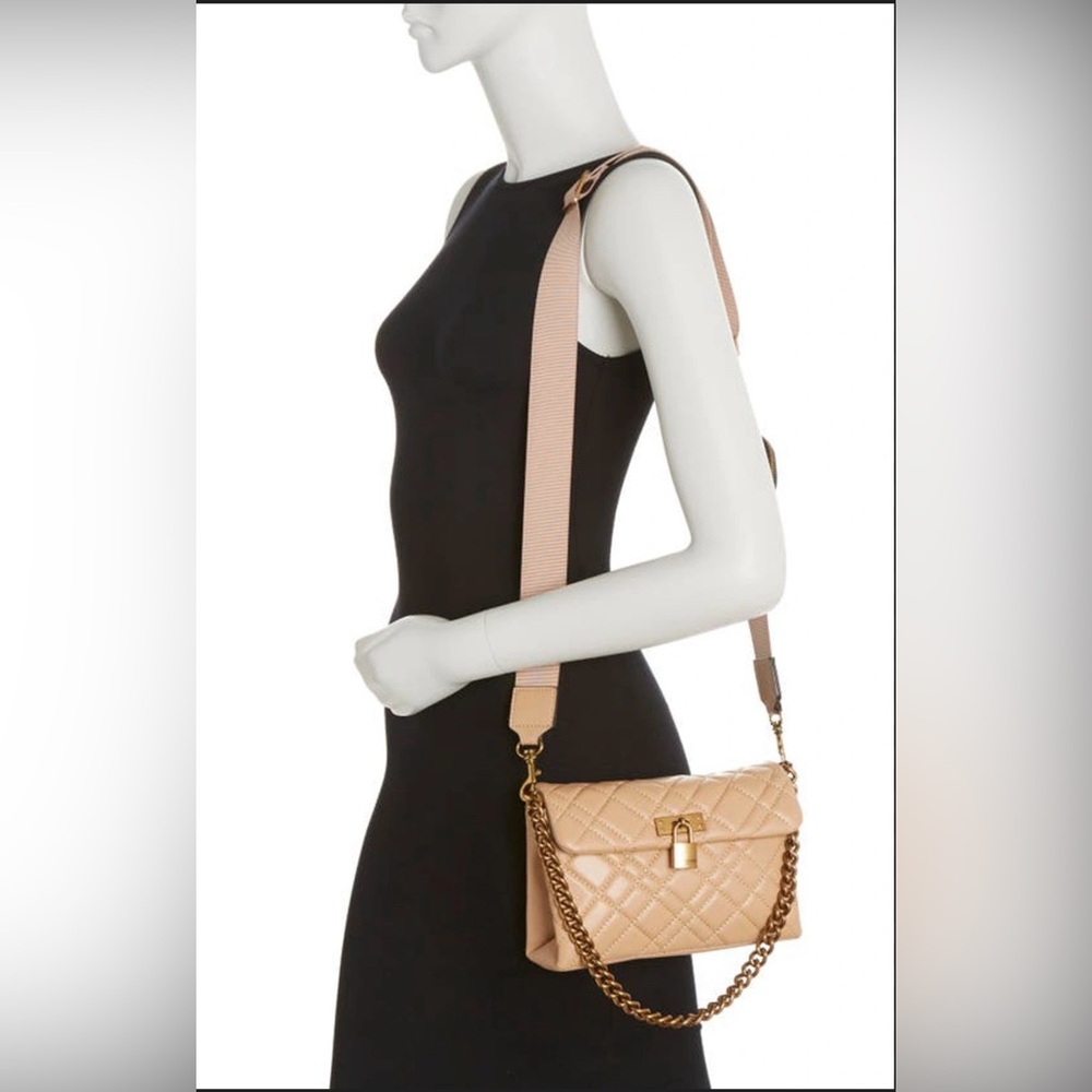 Kurt Geiger “The Brixton” Quilted Tan Crossbody Bag with removable Strap